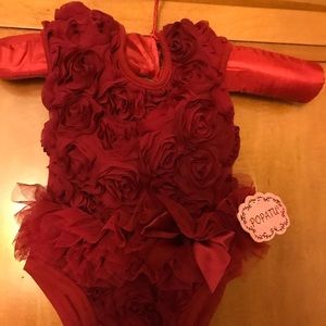 Red rosette onesie bodysuit popatu NWT infant 3-6